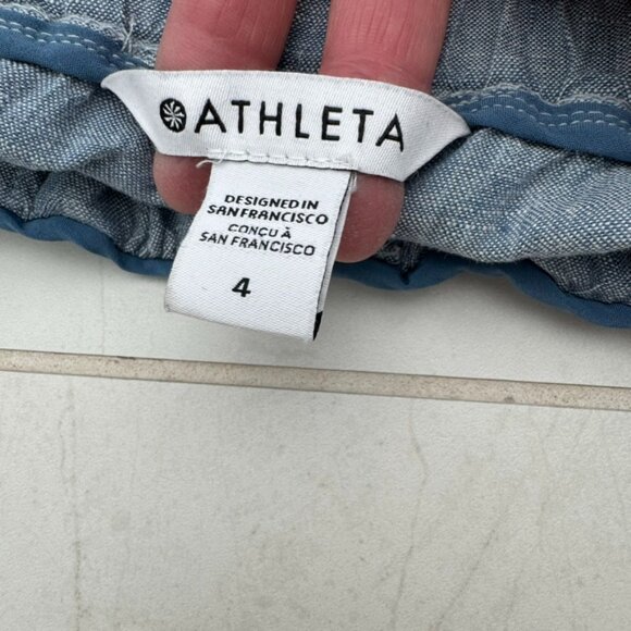 Athleta Linen Chambray Blue Jogger Style Pants - Picture 11 of 12